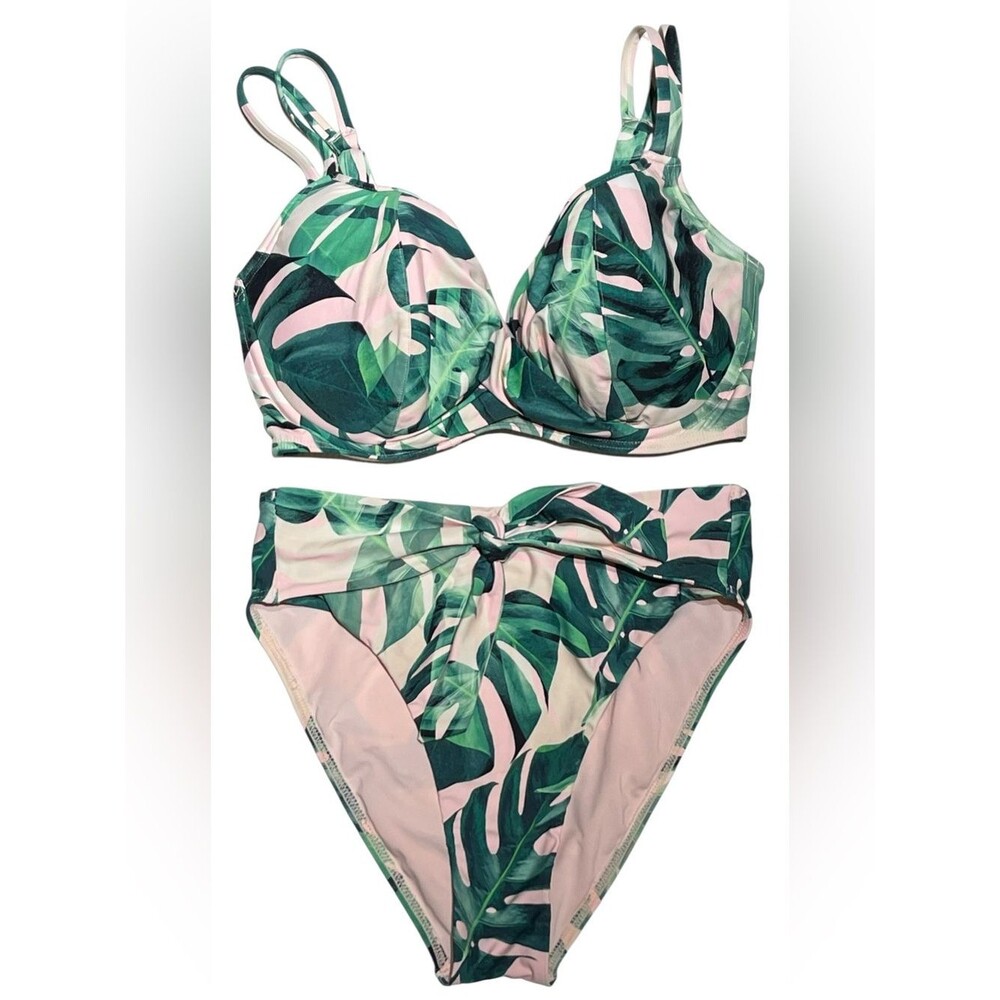 Birdsong Pink Palms Bikini Top 32H Bottom S